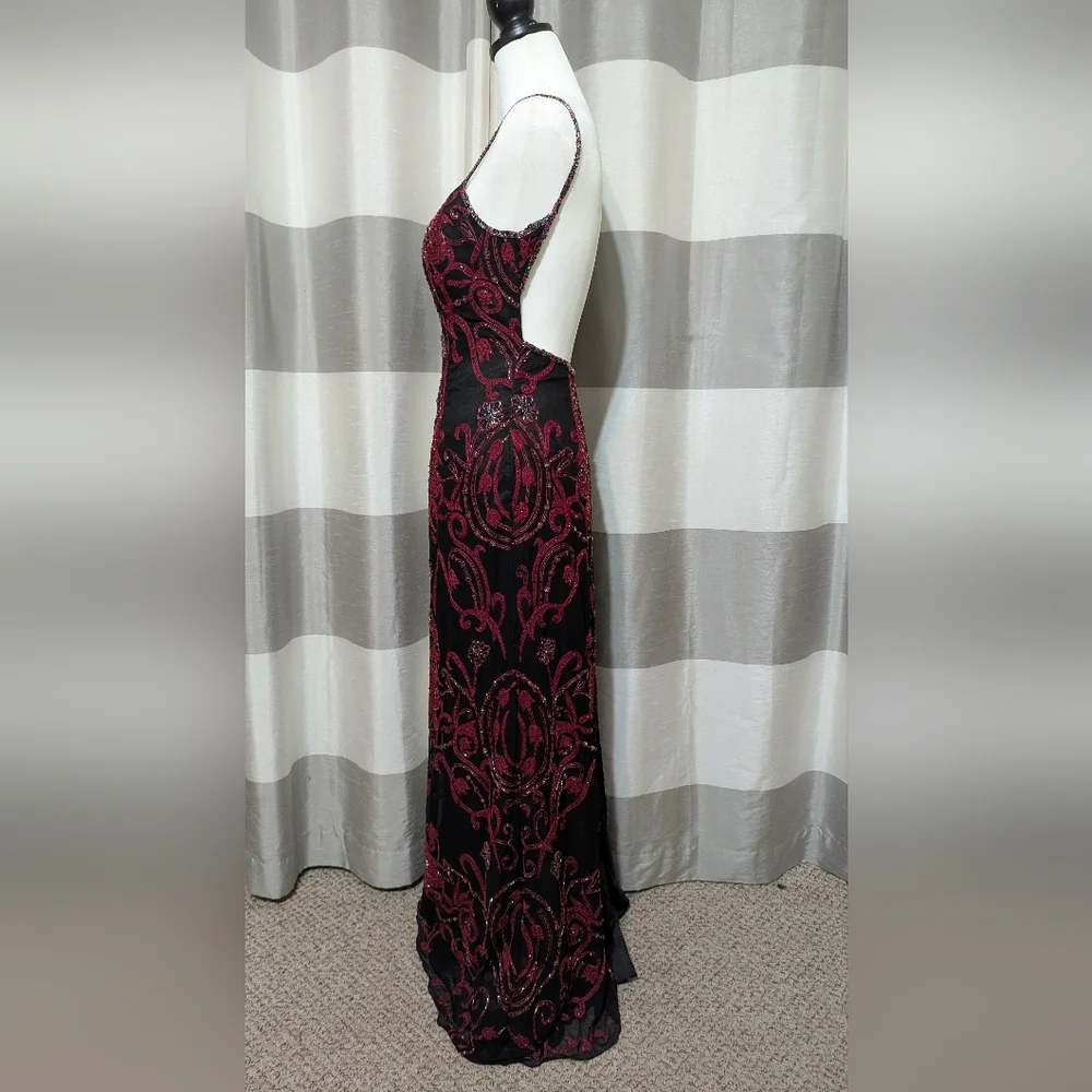 Mia Bella Couture Stunning Beaded Embroidered Open Back Silk Evening Gown - Picture 11 of 16